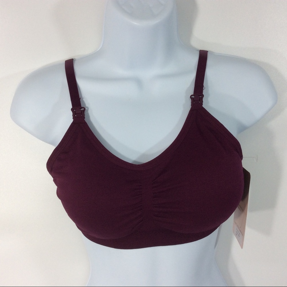 Under Control Maternity Small Nursing Bra Berry Color Soft Supportive Clip Down